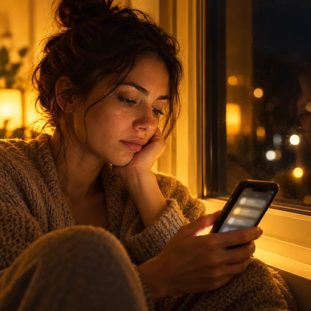 An adult reading repeated messages without replying immediately