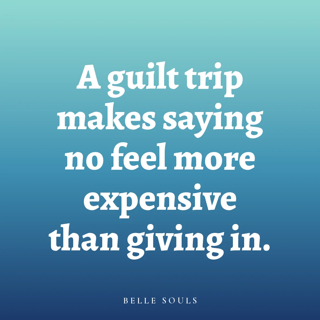 A guilt trip makes saying no feel more expensive than giving in.