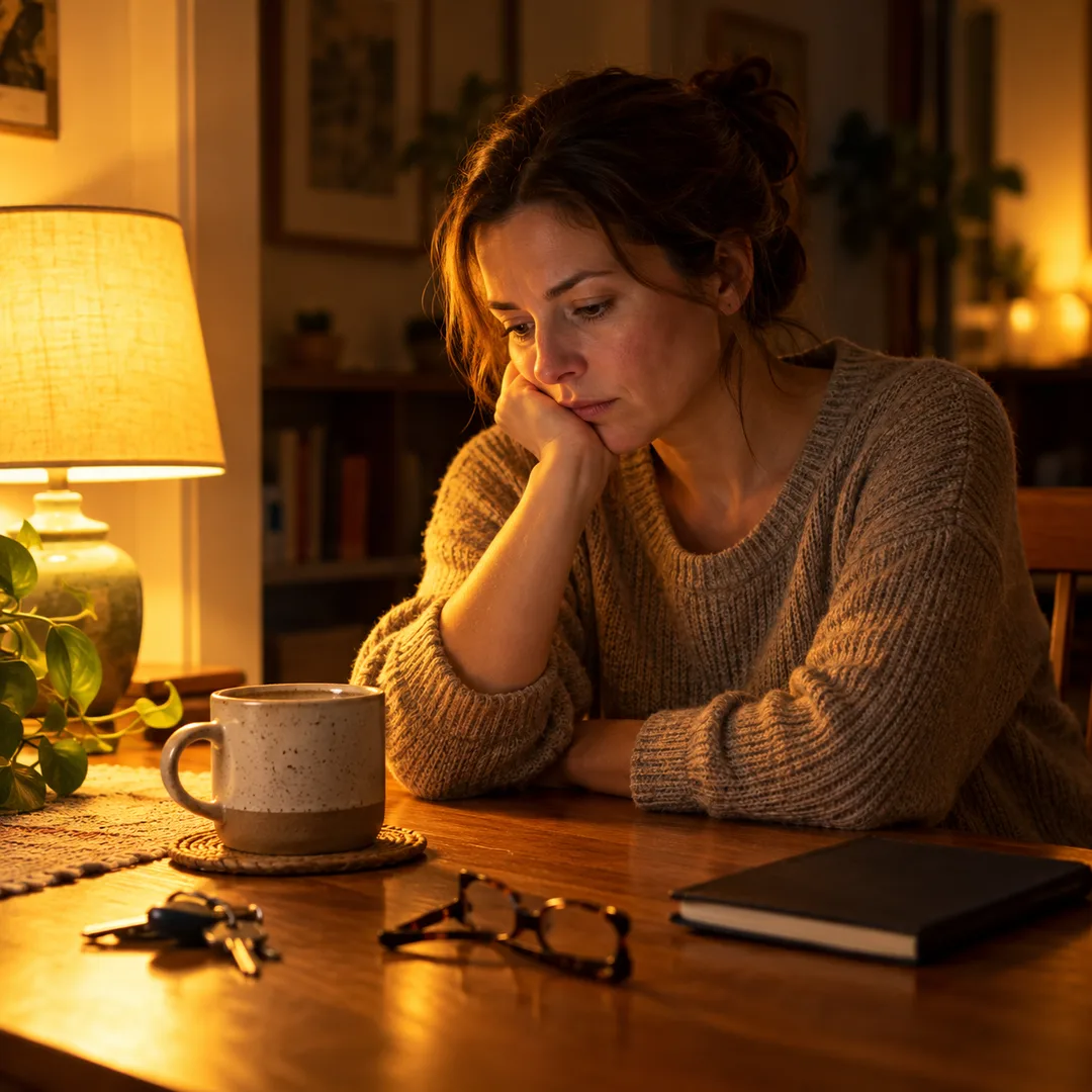 An adult quietly considers a pattern of troubling discoveries