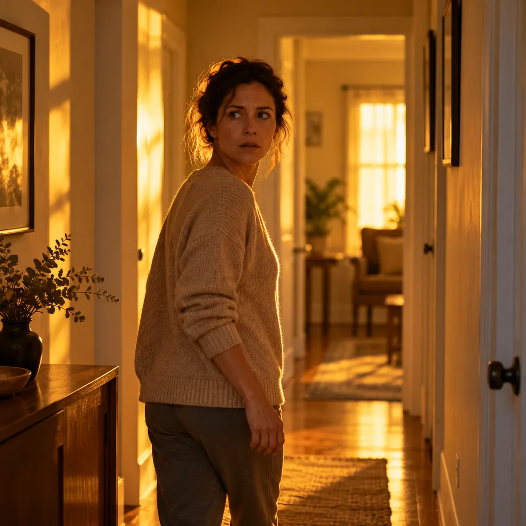 An adult pauses alone after an unsettling household discovery