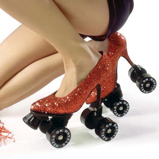 Would you like to skate in glittery heels?