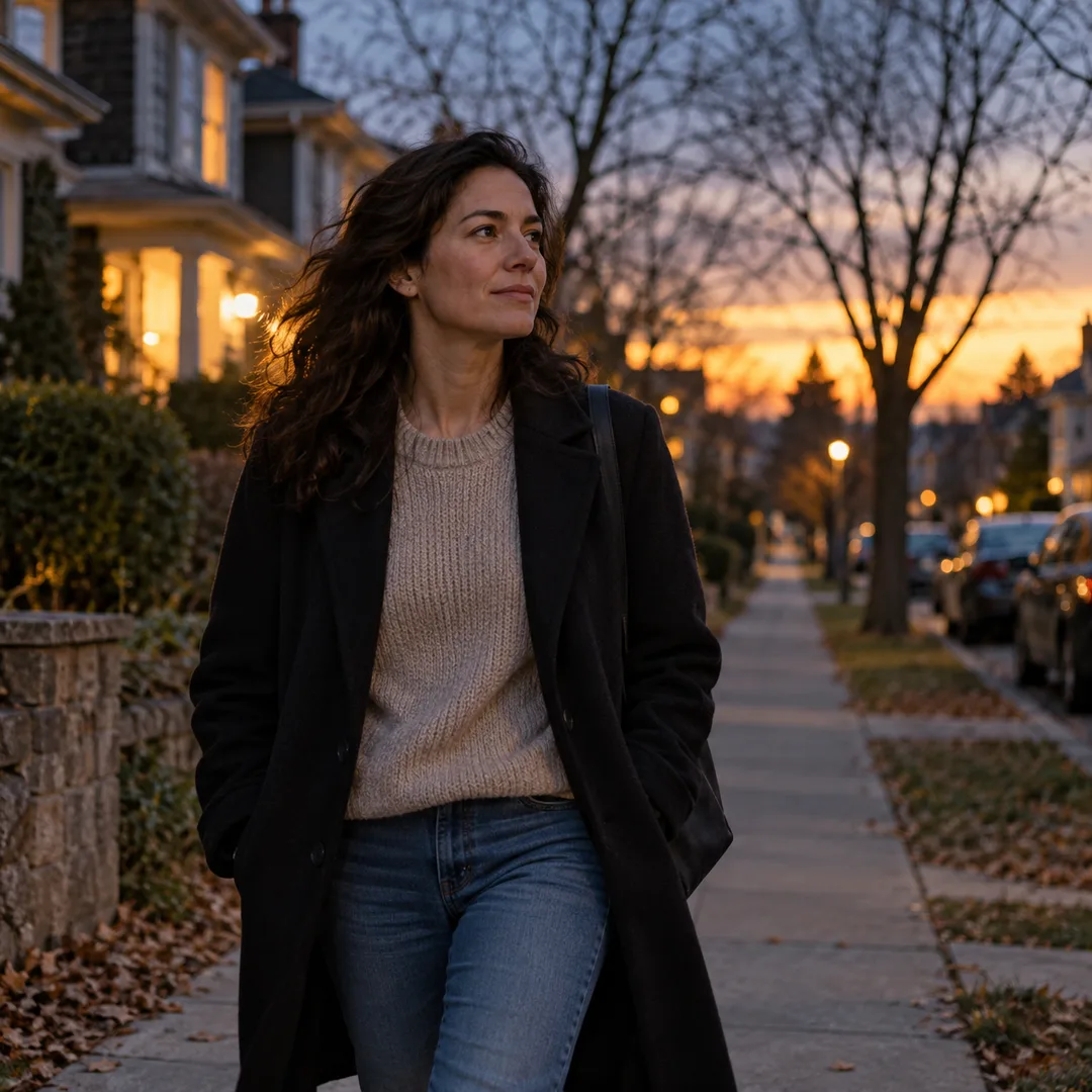 An adult walking outside alone after setting a difficult boundary