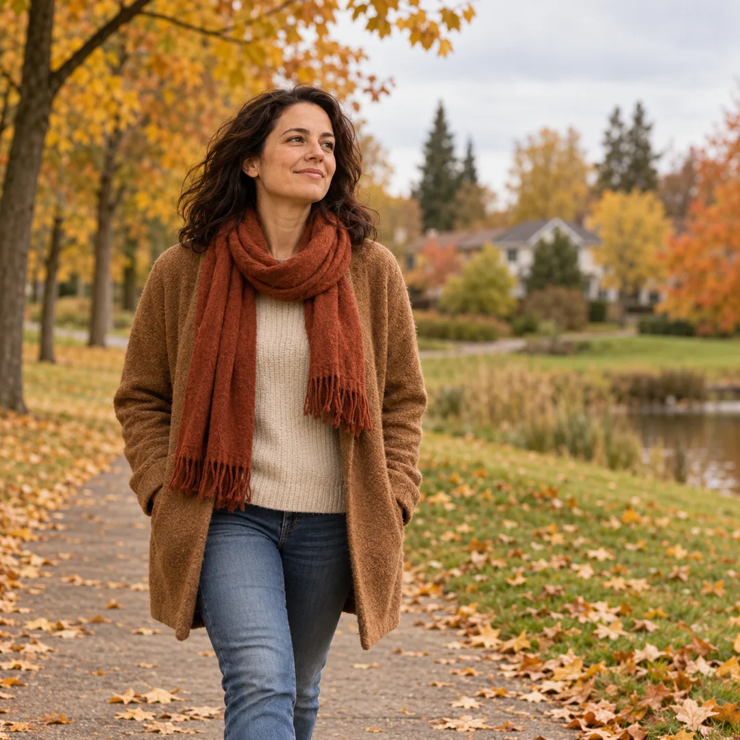 An adult enjoying a peaceful solo walk after setting a boundary
