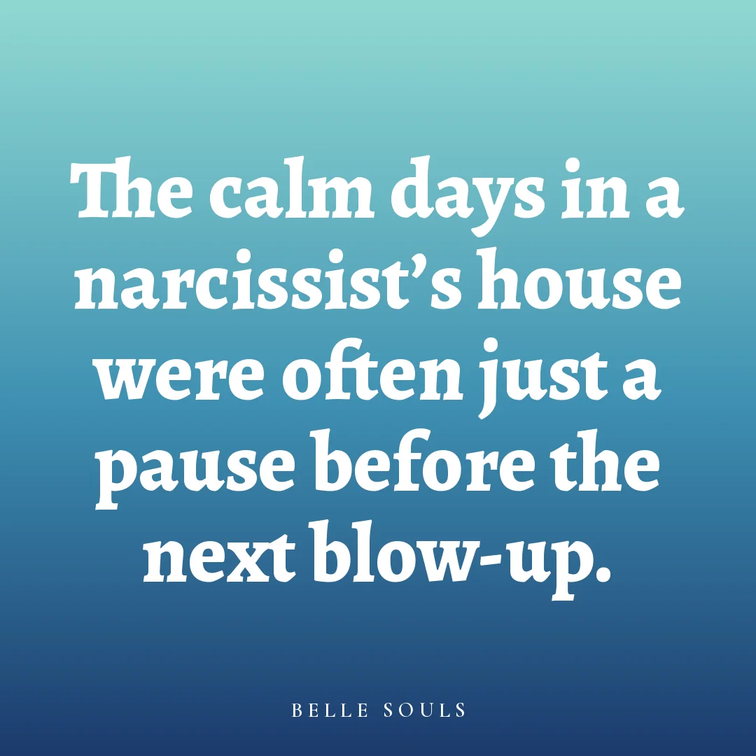 The calm days in a narcissist's house were often just a pause before the next blow-up.